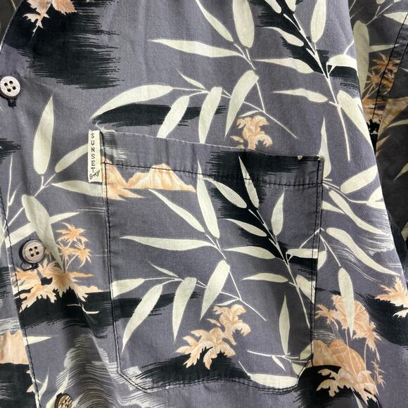 Sunset Breeze Hawaiian Large Shirt Volcanoes Plants Mountains Ocean Palm Trees - Picture 6 of 9